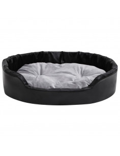 Lettino per Cani Nero e Grigio 90x79x20 cm Peluche e Similpelle 2