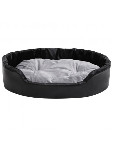 Lettino per Cani Nero e Grigio 90x79x20 cm Peluche e Similpelle