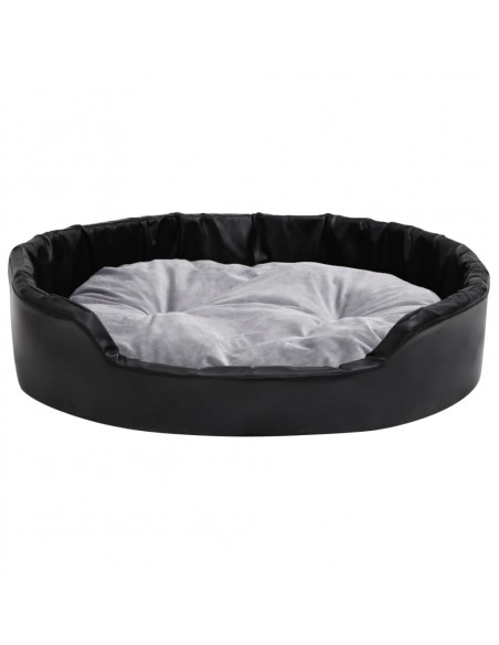 Lettino per Cani Nero e Grigio 90x79x20 cm Peluche e Similpelle