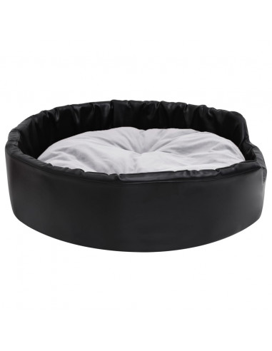 Lettino per Cani Nero e Grigio 90x79x20 cm Peluche e Similpelle