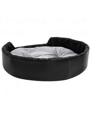 Lettino per Cani Nero e Grigio 90x79x20 cm Peluche e Similpelle