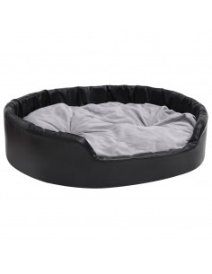 Lettino per Cani Nero e Grigio 99x89x21 cm Peluche e Similpelle