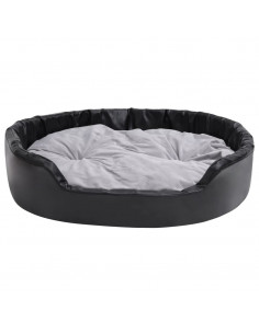 Lettino per Cani Nero e Grigio 99x89x21 cm Peluche e Similpelle 2