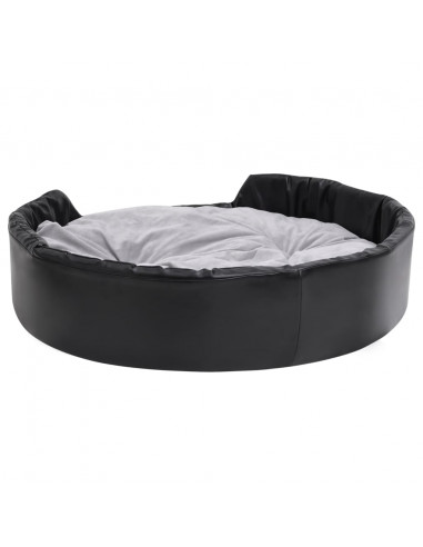 Lettino per Cani Nero e Grigio 99x89x21 cm Peluche e Similpelle