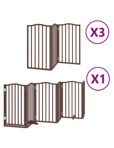 Cancello Cani Porta Pieghevole Marrone 15 Pannelli 750cm Pioppo 2