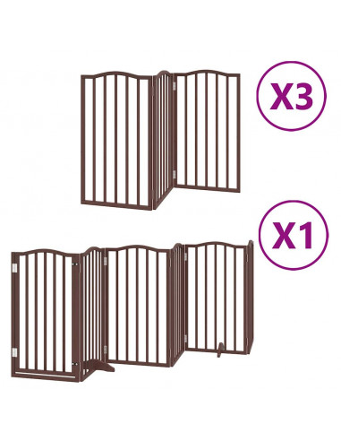 Cancello Cani Porta Pieghevole Marrone 15 Pannelli 750cm Pioppo