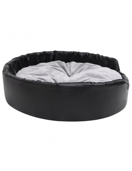 Lettino per Cani Nero e Grigio 99x89x21 cm Peluche e Similpelle