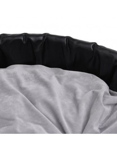 Lettino per Cani Nero e Grigio 99x89x21 cm Peluche e Similpelle