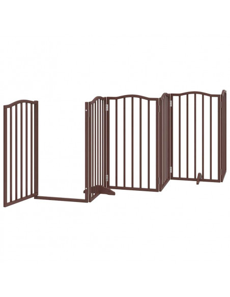 Cancello Cani Porta Pieghevole Marrone 15 Pannelli 750cm Pioppo