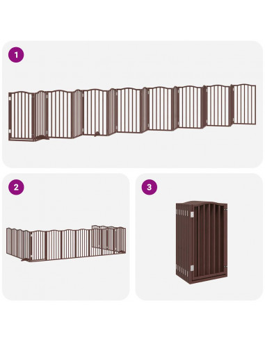Cancello Cani Porta Pieghevole Marrone 15 Pannelli 750cm Pioppo