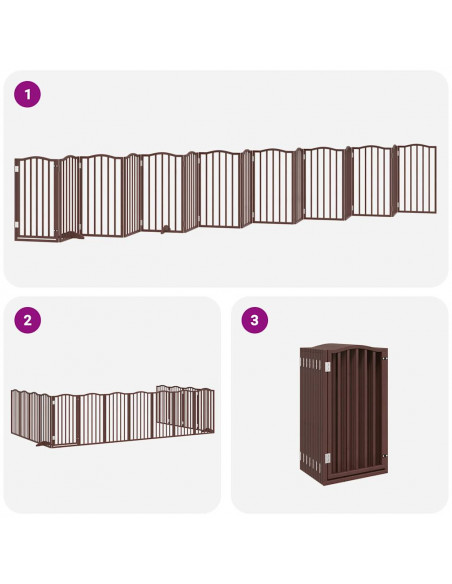 Cancello Cani Porta Pieghevole Marrone 15 Pannelli 750cm Pioppo