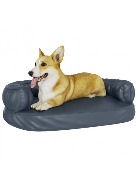 Letto Cani Ergonomico Gommapiuma Blu Scuro 75x53 cm Similpelle