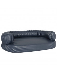 Letto Cani Ergonomico Gommapiuma Blu Scuro 88x65 cm Similpelle