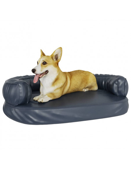 Letto Cani Ergonomico Gommapiuma Blu Scuro 88x65 cm Similpelle