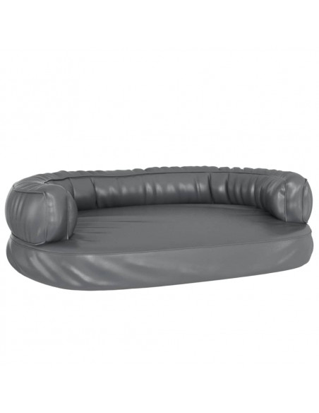 Letto per Cani Ergonomico Gommapiuma Grigio 75x53 cm Similpelle
