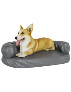 Letto per Cani Ergonomico Gommapiuma Grigio 75x53 cm Similpelle 2