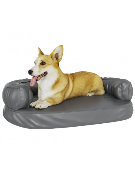 Letto per Cani Ergonomico Gommapiuma Grigio 75x53 cm Similpelle