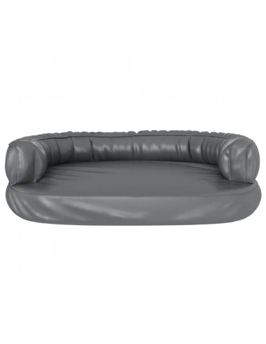 Letto per Cani Ergonomico Gommapiuma Grigio 75x53 cm Similpelle