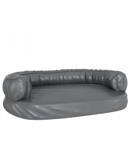 Letto per Cani Ergonomico Gommapiuma Grigio 88x65 cm Similpelle