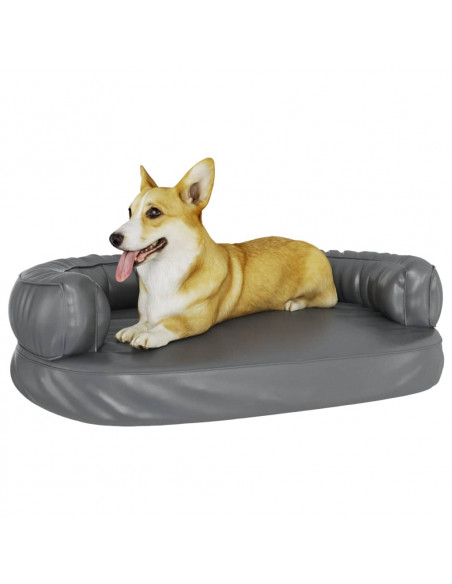 Letto per Cani Ergonomico Gommapiuma Grigio 88x65 cm Similpelle