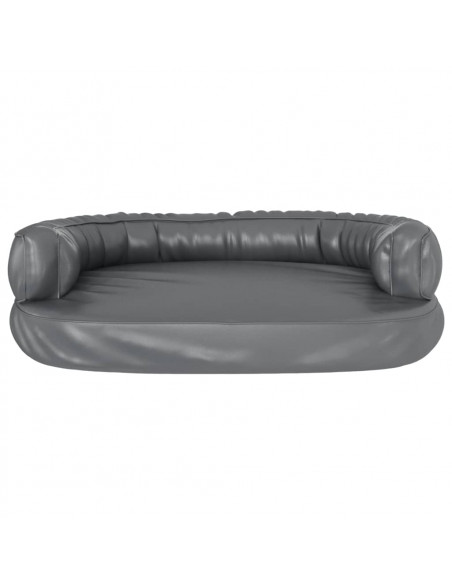 Letto per Cani Ergonomico Gommapiuma Grigio 88x65 cm Similpelle
