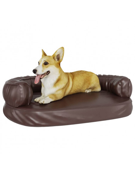 Letto per Cani Ergonomico Gommapiuma Marrone 88x65cm Similpelle
