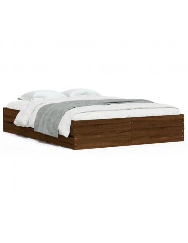 Giroletto Cassetti Rovere Marrone 140x200 cm Legno Multistrato