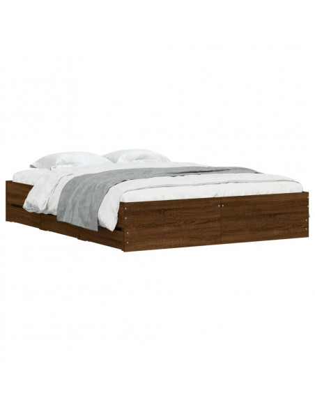 Giroletto Cassetti Rovere Marrone 140x200 cm Legno Multistrato
