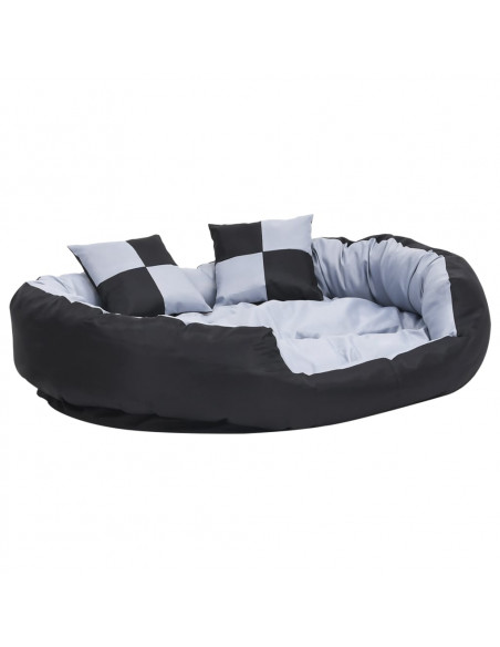 Cuscino per Cani Reversibile Lavabile Grigio e Nero 110x80x23cm