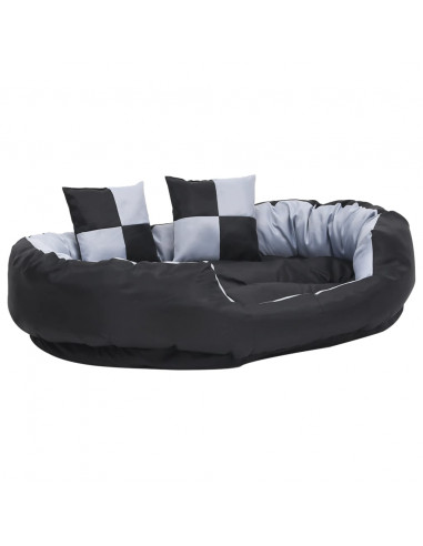 Cuscino per Cani Reversibile Lavabile Grigio e Nero 110x80x23cm