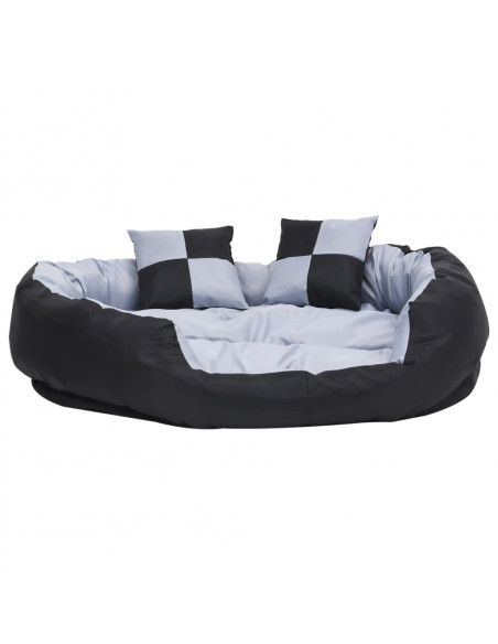 Cuscino per Cani Reversibile Lavabile Grigio e Nero 110x80x23cm
