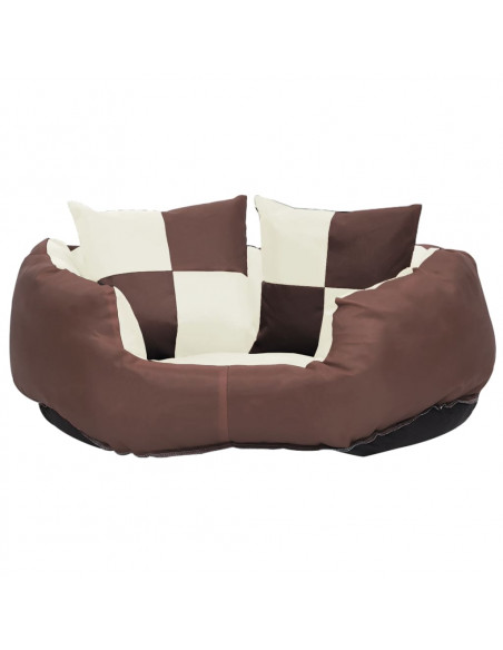 Cuscino per Cani Reversibile Lavabile Marrone Crema 65x50x20 cm