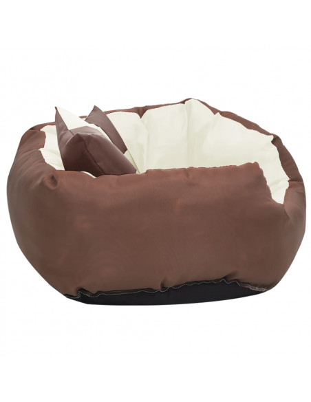 Cuscino per Cani Reversibile Lavabile Marrone Crema 65x50x20 cm