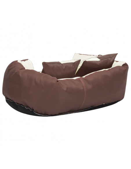 Cuscino per Cani Reversibile Lavabile Marrone Crema 65x50x20 cm