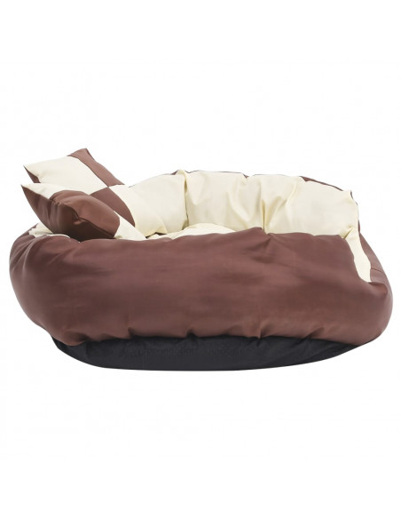 Cuscino per Cani Reversibile Lavabile Marrone Crema 85x70x20 cm