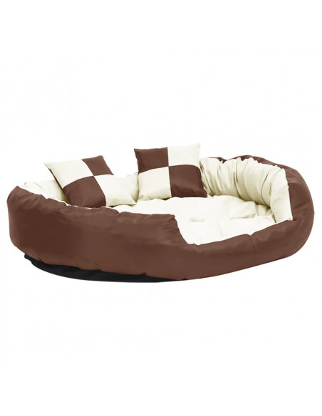 Cuscino per Cani Reversibile Lavabile Marrone Crema 110x80x23cm