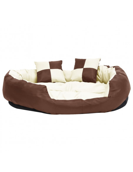 Cuscino per Cani Reversibile Lavabile Marrone Crema 110x80x23cm