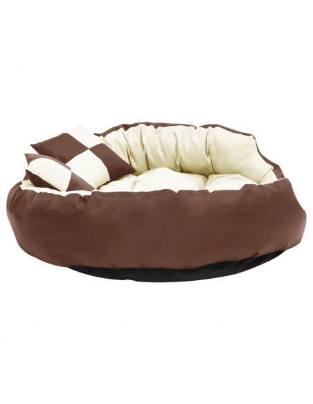 Cuscino per Cani Reversibile Lavabile Marrone Crema 110x80x23cm