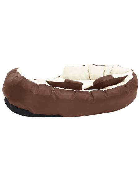 Cuscino per Cani Reversibile Lavabile Marrone Crema 110x80x23cm