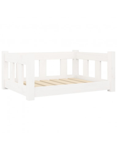 Cuccia per Cani Bianca 65,5x50,5x28 cm Legno Massello di Pino