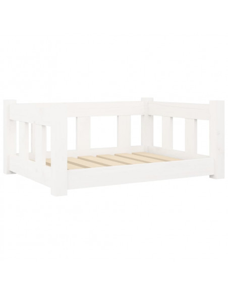 Cuccia per Cani Bianca 65,5x50,5x28 cm Legno Massello di Pino