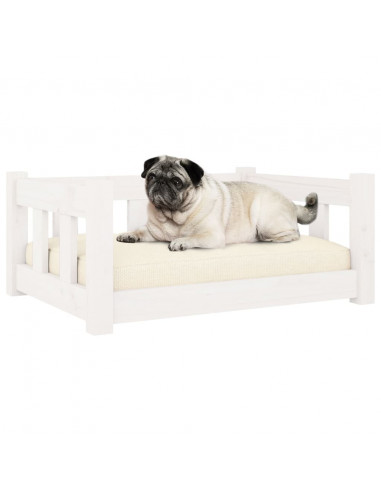 Cuccia per Cani Bianca 65,5x50,5x28 cm Legno Massello di Pino