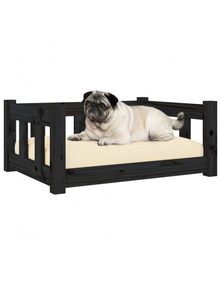 Cuccia per Cani Nera 65,5x50,5x28 cm in Legno Massello di Pino