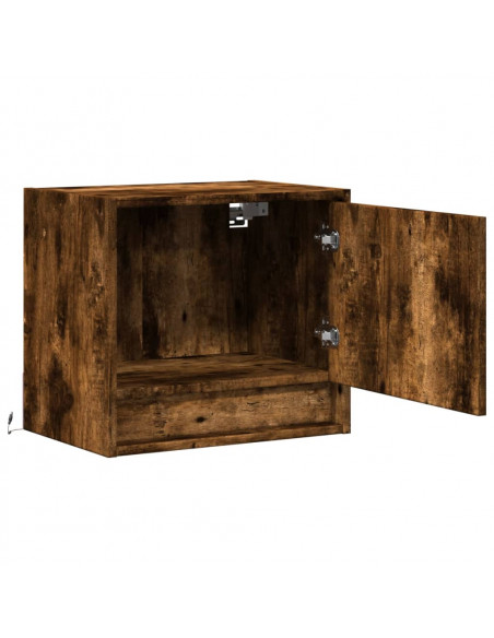 Comodino a Parete con luci LED Rovere Fumo