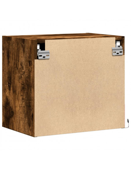Comodino a Parete con luci LED Rovere Fumo