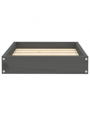 Cuccia per Cani Grigia 51,5x44x9 cm in Legno Massello di Pino