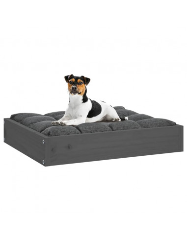 Cuccia per Cani Grigia 51,5x44x9 cm in Legno Massello di Pino