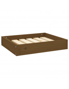 Cuccia per Cani Ambrata 51,5x44x9 cm in Legno Massello di Pino 2