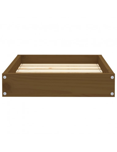 Cuccia per Cani Ambrata 51,5x44x9 cm in Legno Massello di Pino