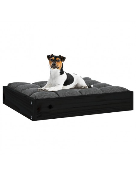 Cuccia per Cani Nera 51,5x44x9 cm in Legno Massello di Pino
